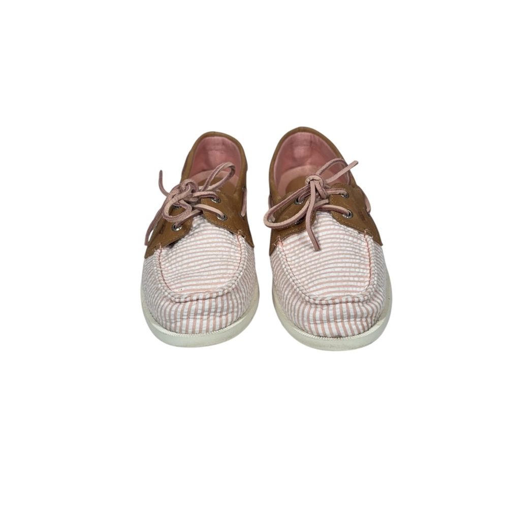 Sperry Top-Sider O 2-Eye Seersucker Print Pink & White Stripe Boat Shoe Size 9 - Picture 5 of 11